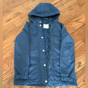 Lucky Brand Navy Hooded Jacket with Quilted Lining